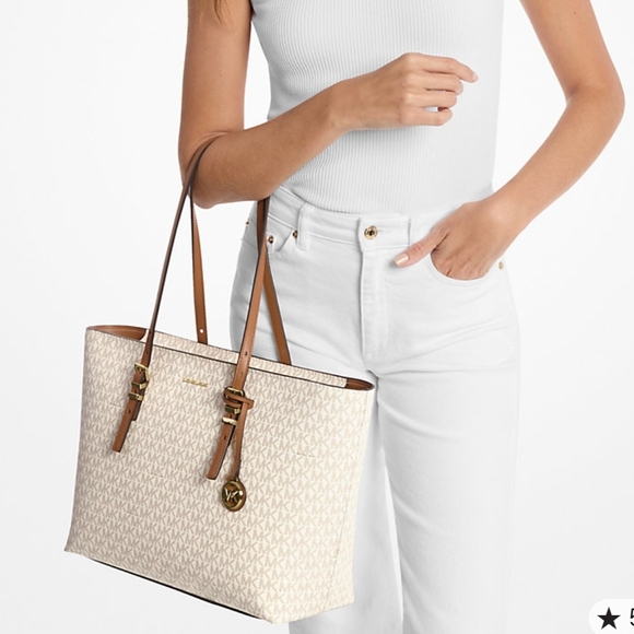 Michael Kors Vanilla and Tan Tote Bag